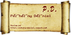 Páhány Dániel névjegykártya